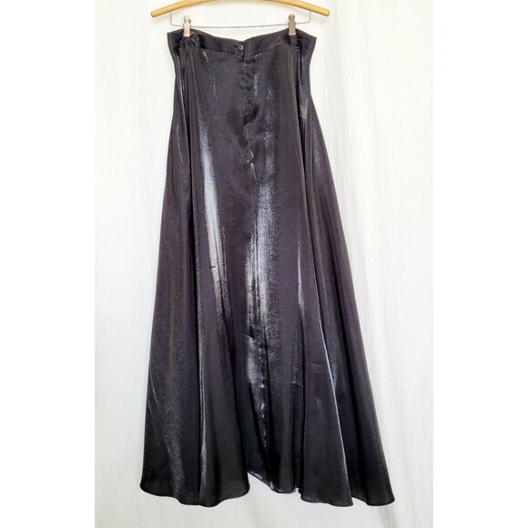 Black Taffeta A Line Full Length Formal Maxi Skirt Size 12 VTG JS Collections - Picture 5 of 12